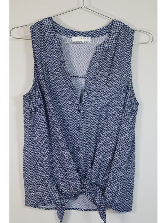 Kenar Tops - Kenar sleeveless waist tie button up blouse